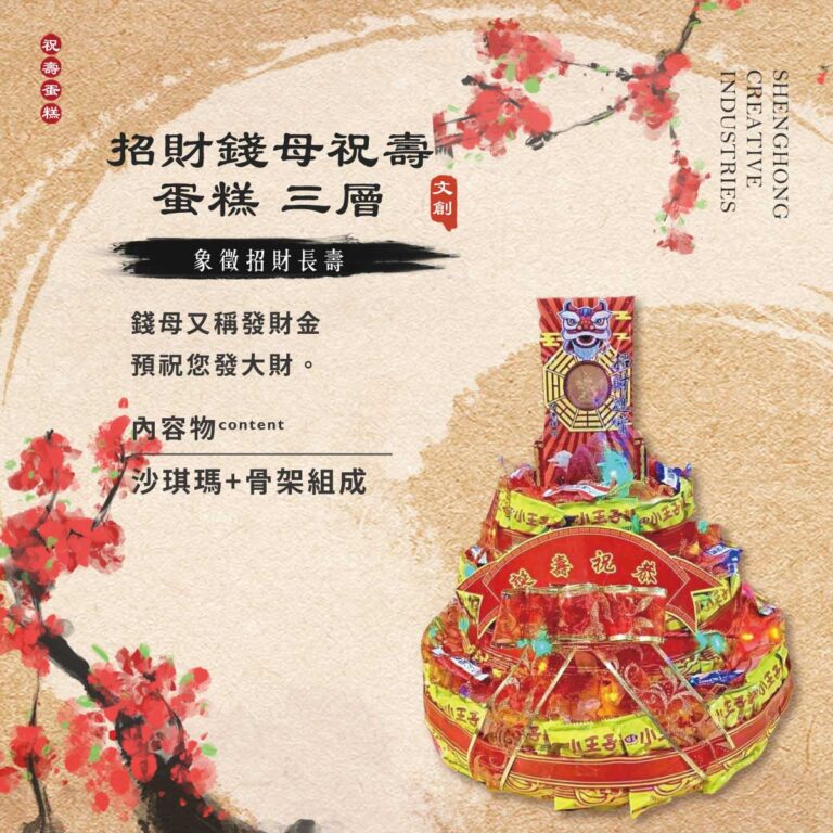 三層招財錢母祝壽蛋糕