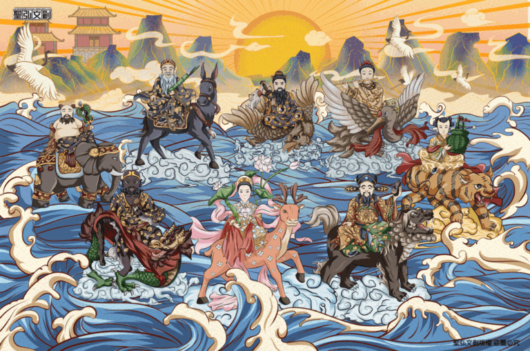 Q版八仙過海神明彩繪圖
