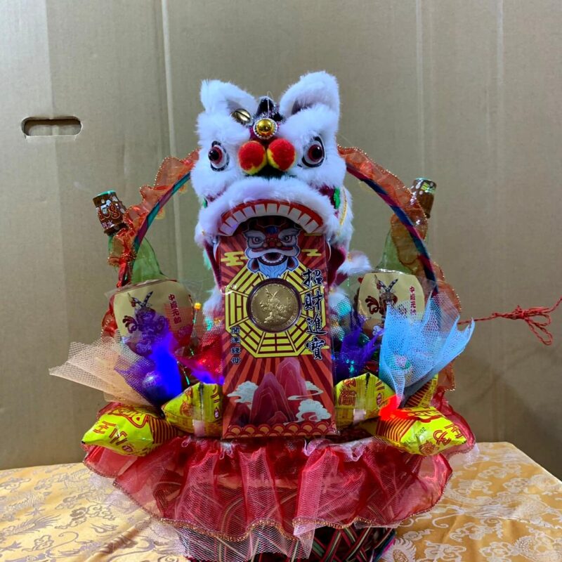 三太子彩布獅花籃
