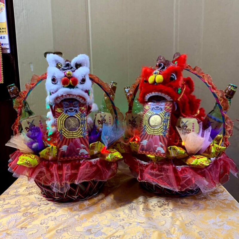 三太子彩布獅花籃